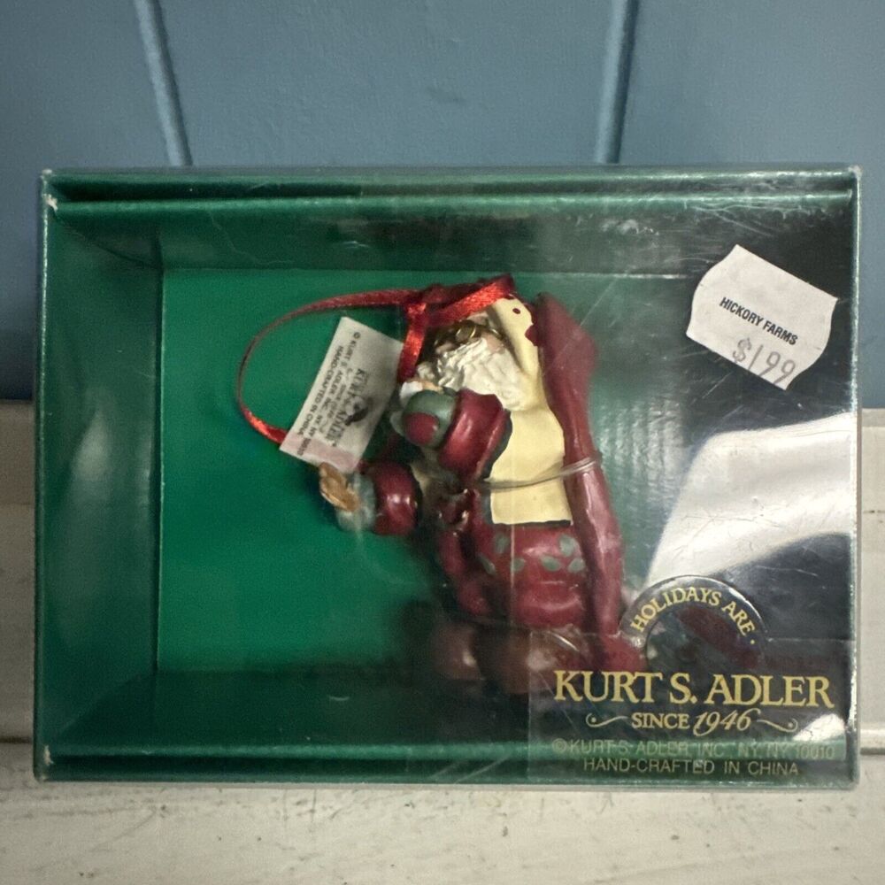 Vtg Kurt S. Adler Santa Eating‎ Cookies Christmas Ornament Holly Dearies